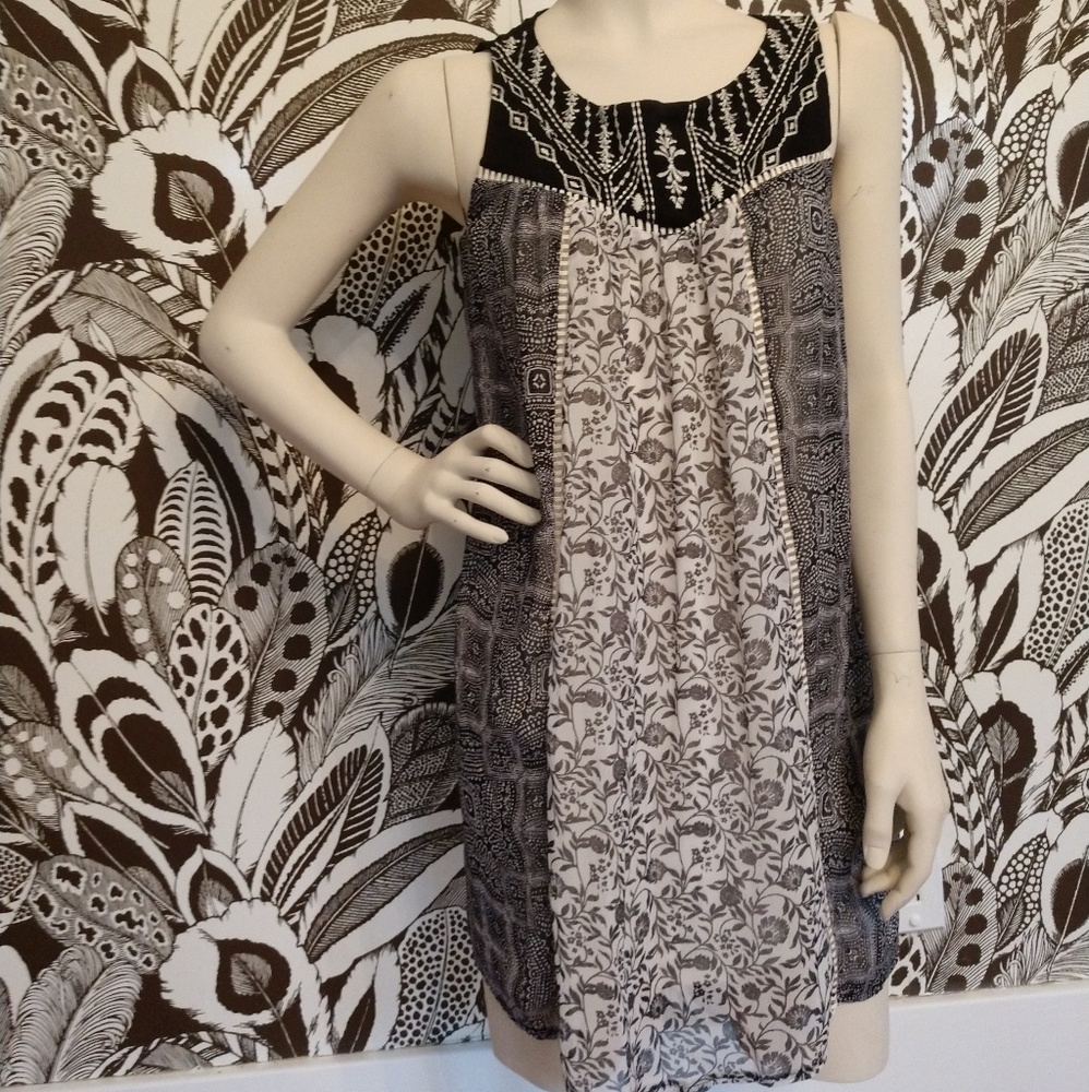 Rewind Flowy Boho Black and White Dress